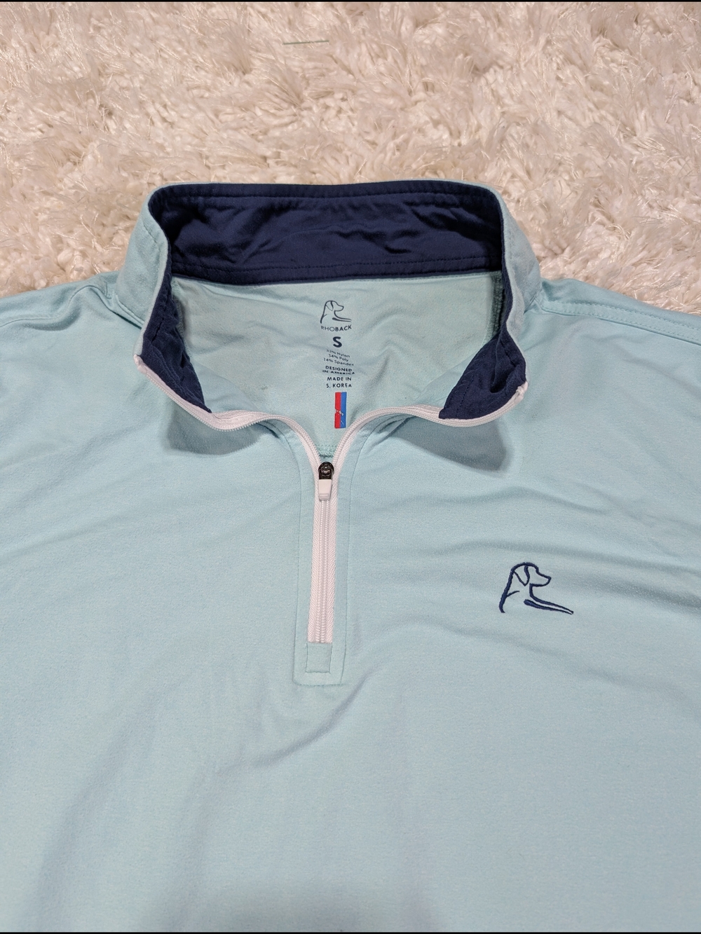 Rhoback Light Blue Quarter-Zip with Navy Trim